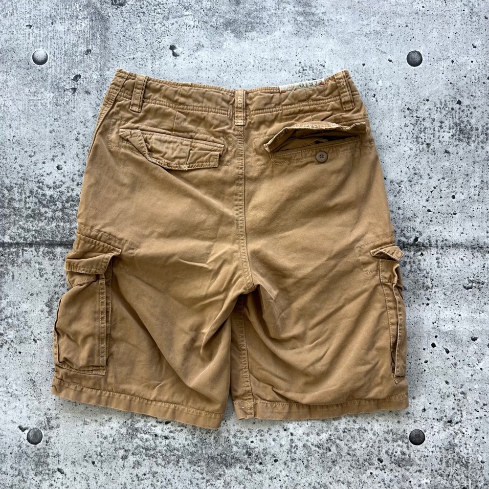 Y2K American Eagle Shorts Mens 28 Tan Khaki Cotton Multi Pocket Rugged Cargo - Picture 2 of 6
